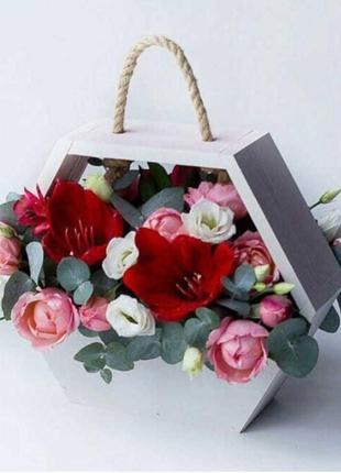 Подарункова коробочка для квітів з дерева Код/Артикул 29 а83