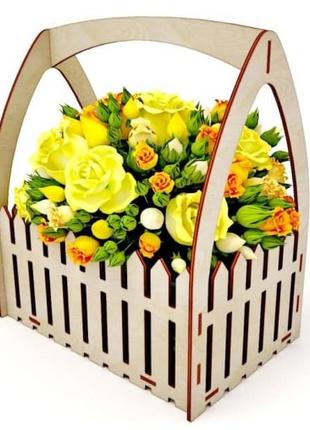 Подарункова корзинка з дерева для квітів Код/Артикул 29 а187