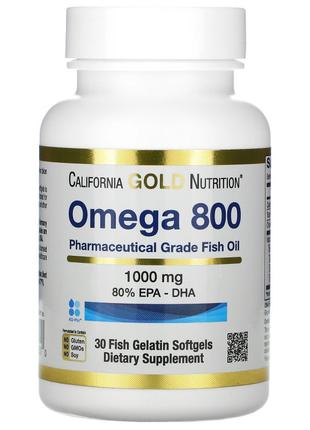 Жирні кислоти California Gold Nutrition Omega 800, 30 рибних к...