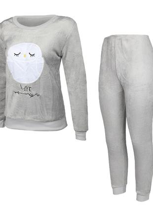 Женская тёплая махровая пижама Owl Gray L