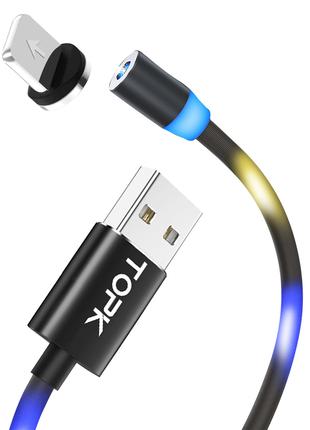Магнитный кабель для зарядки светящийся Topk USB 1m Z-line LED...