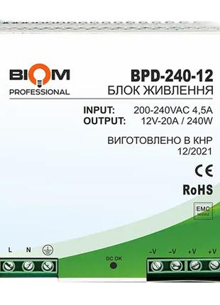 Импульсный блок питания BIOM Professional DC12 240W BPD-240-12...