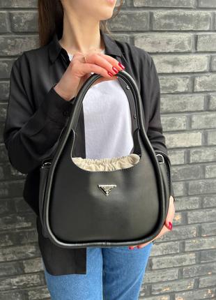 Женская сумка через плечо прада стильная Prada черная классиче...