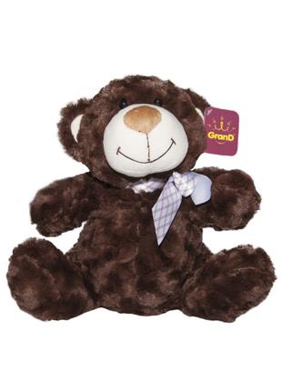 М'яка дитяча іграшка коричневий ведмідь з бантом 33 см Grand D...