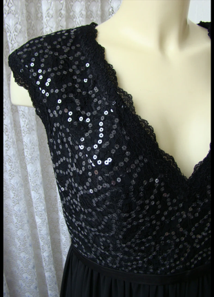 Платье шикарное вечернее в пол черное декор бренд unique р.46-...