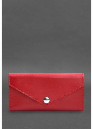 Кожаный клатч (портмоне) на кнопке 5.0 красный краст GG