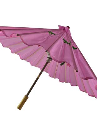 Зонтик из бамбука и шелка розовый ( 55х 82 см)