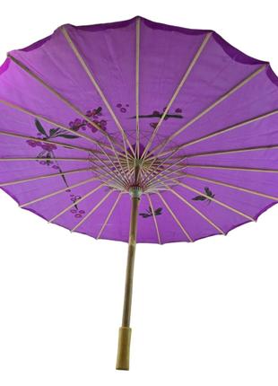 Зонтик из бамбука и шелка фиолетовый ( 55х 82 см)