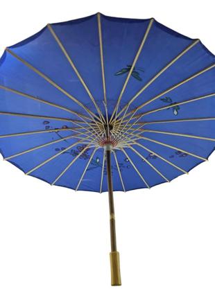 Зонтик из бамбука и шелка синий ( 55х 82 см)
