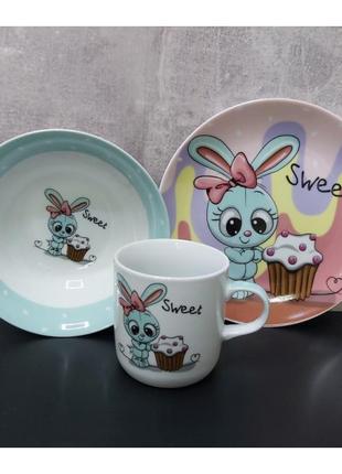 Дитячий набір столового посуду Limited Edition Sweet Bunny з 3...