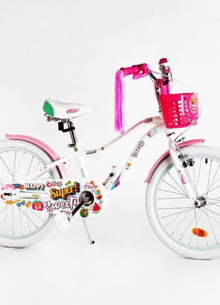Дитячий велосипед алюмінієва рама корзина CORSO 20" Sweety Whi...