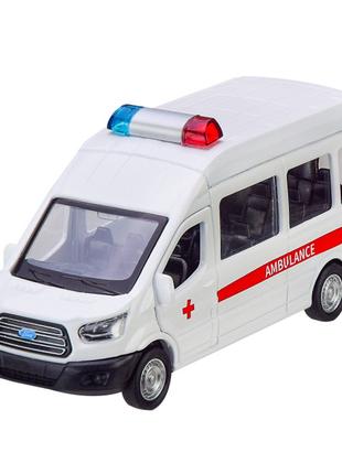 Автомодель Автопром Ford Transit Police car білий з червоною с...