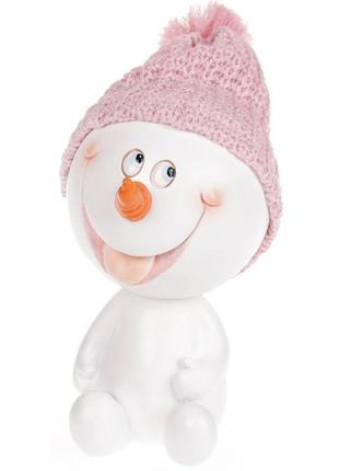 Статуетка Сніговічок у рожевій шапці 16 см Bona DP43061