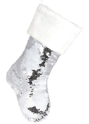 Декоративний носок для подарунків Сріблястий з паєтками Bona D...