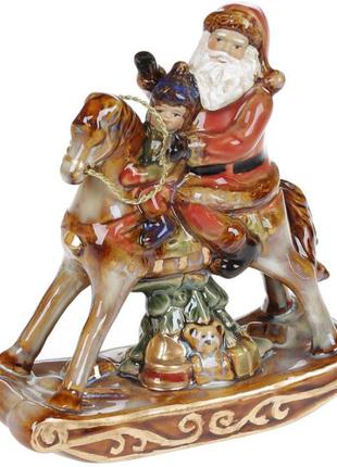 Декоративна статуетка Санта з малюком на коні 13х5.5х14см Bona...