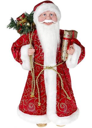 Декоративна статуетка Санта з подарунками 45см, червоний із зо...
