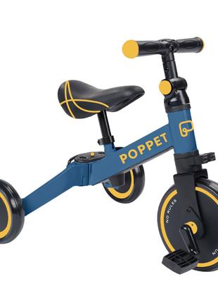 Дитячий триколісний біговел Poppet синьо-жовтий 3 в 1 (2040011)