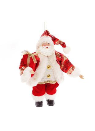 Фігурка новорічна BonaDi Санта м'яка 25 см Червоний з білим (N...