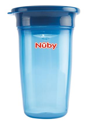 Чашка-непроливайка Nuby 360 з кришкою блакитна (NV0414003blu)