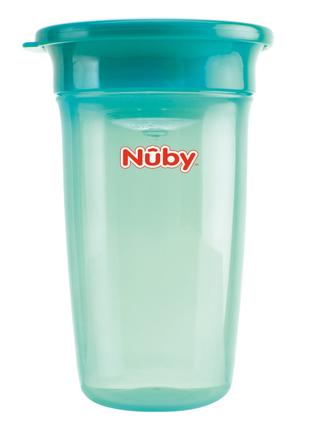 Чашка-непроливайка Nuby 360 з кришкою зелена (NV0414003grn)