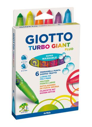 Фломастери Fila Giotto Turbo giant флуоресцентні 6 кольорів (4...