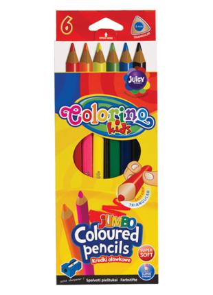Олівці кольорові Colorino Jumbo з точилкою 6 кольорів (15516PT...
