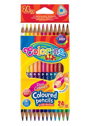 Олівці кольорові трикутні Colorino двосторонні 12 шт і 24 коль...