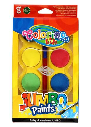 Фарби акварельні Colorino Jumbo 8 кольорів і пензлик (32612PTR)