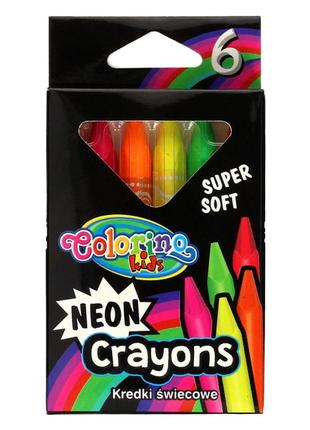 Олівці воскові трикутні Colorino 6 неонових кольорів (92050PTR)