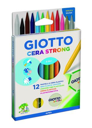 Воскові олівці Fila Giotto Cera strong 12 кольорів із чинкою т...