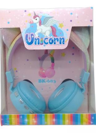 Бездротові навушники Unicorn блакитні MIC (C64084)