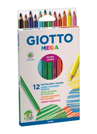 Олівці кольорові Fila Giotto Mega 12 кольорів (225600)