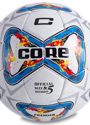 М'яч футбольний planeta-sport №5 PU CORE PREMIER CR-047 Білий-...