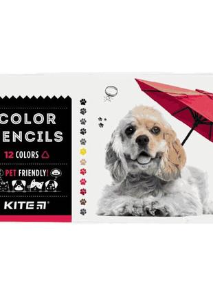 ​Кольорові олівці Kite Dogs тригранні 12 шт (K22-058-1)