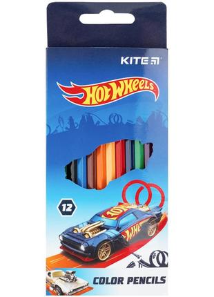 ​Кольорові олівці Kite Hot Wheels 12 шт (HW21-051)