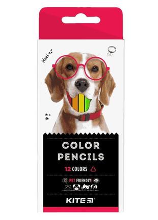 ​Кольорові олівці Kite Dogs тригранні 12 шт (K22-053-1)