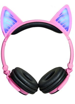 Bluetooth навушники LINX BL108A з котячими вушками LED Рожеві ...