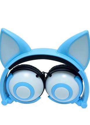 Навушники LINX Bear Ear Headphone з вушками Лисички LED Блакит...