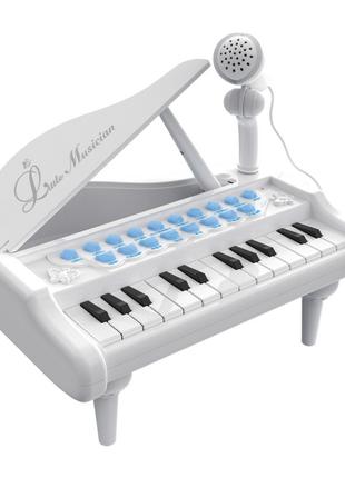 Іграшкове піаніно-синтезатор Baoli біле з мікрофоном 24 клавіш...