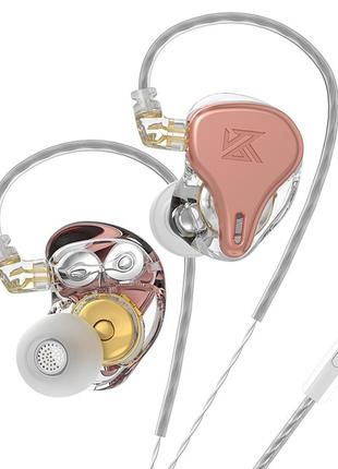 Динамічні навушники KZ DQ6S із мікрофоном Рожево-золотий