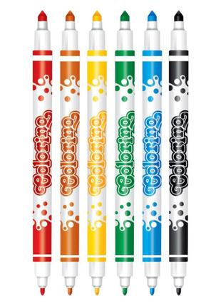 Фломастери двосторонні Colorino Fibre Pens 6 шт і 6 кольорів (...