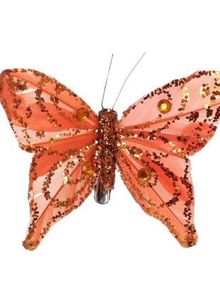 Декоративний метелик на кліпсі BonaDi 5 см Помаранчевий (117-888)