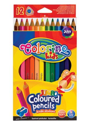 Олівці кольорові Colorino Jumbo 17.5 см з точила 12 кольорів (...