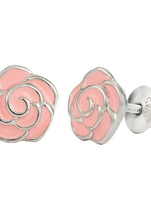 Сережки UMa&UMi; Троянда срібло рожеві (4109046937663)