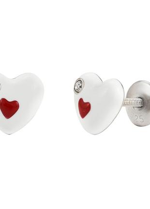 Сережки UMa&UMi; Серце у серці срібло (6386933249674)