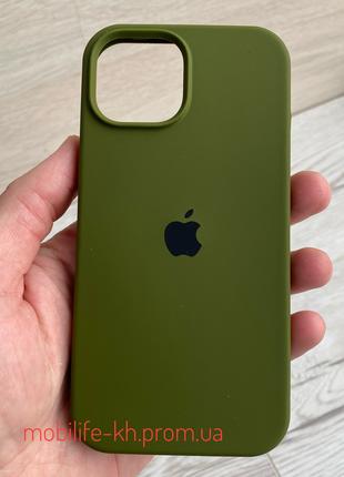 Чехол Silicone case iPhone 15 Хаки ( Силиконовый чехол iPhone ...