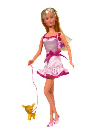 Лялька Штеффі з песиком і в рожевій сукні Steffi & Evi Love (5...