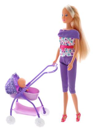 Лялька Штеффі з малюком в колясці Simba фіолетова (5733067/573...