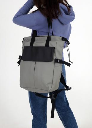 Жіночий шопер-рюкзак, крос-боді комбінований колір сірий/чорни...