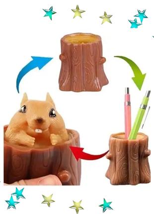 Білка в дуплі іграшка - антистрес Evii squirrel (Коричневий) 6...